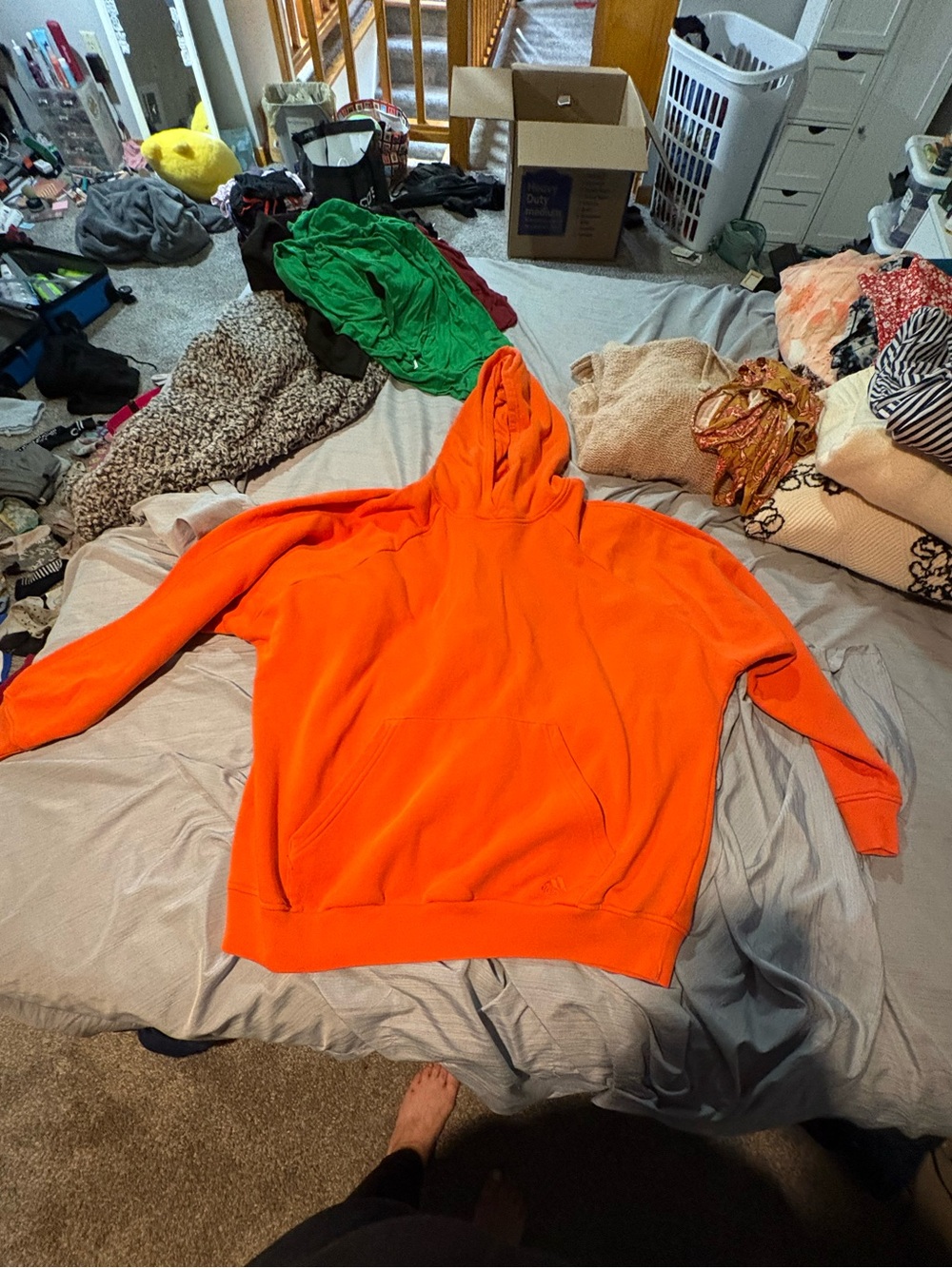 adidas Orange Hooded Pullover Sweatshirt